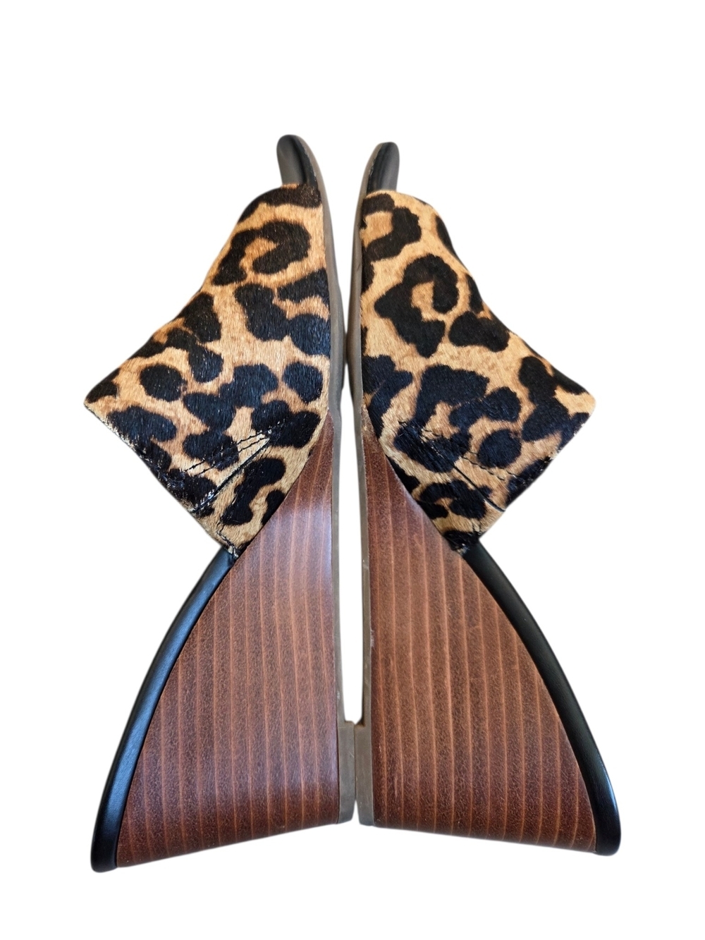 Franco Sarto Leopard Print Wedge Slide Sandals - Tan/Black - Picture 6 of 11